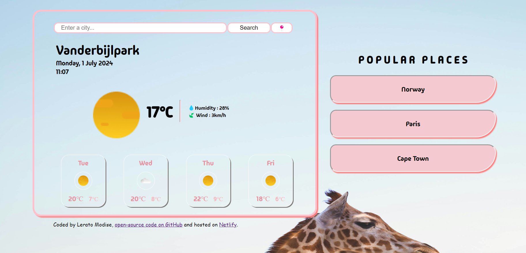 the weather app project plain screenshot